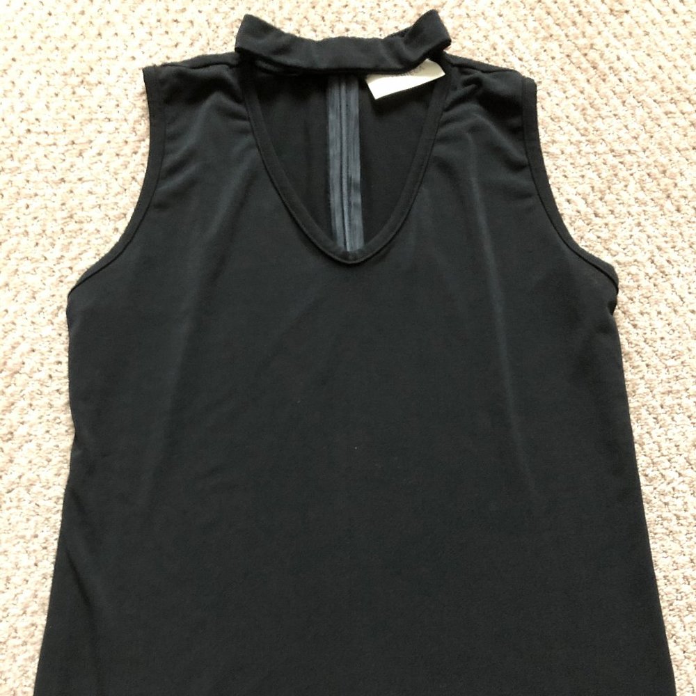 Black Choker Neck V-cut Out Blouse